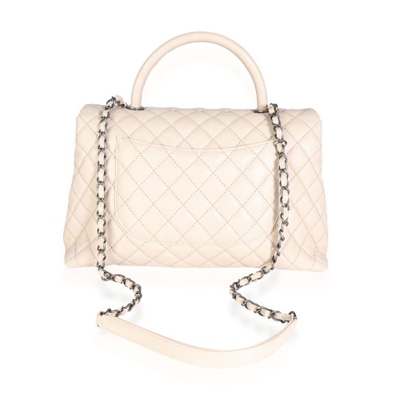 Chanel Light Beige Quilted Caviar Large Coco Top Handle Flap Bag - Picture 3 of 8